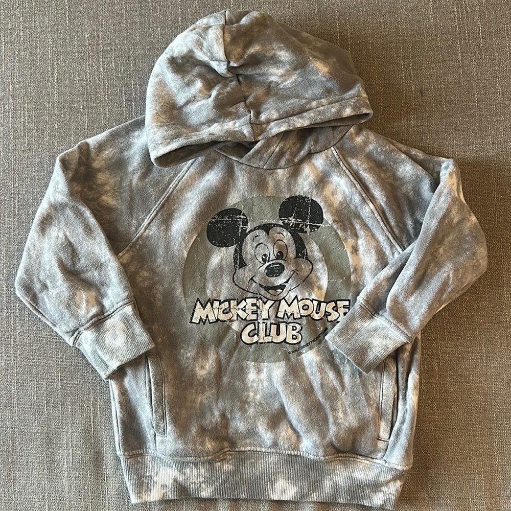 Disney Store Toddler Gray Tie Dye Mickey Mouse Club Hoodie Size 3
